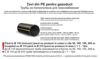 купить Труба D.110/SDR11 x 10,0 PE80  SM EN 1555-2:2021 GAZ в Кишинёве 