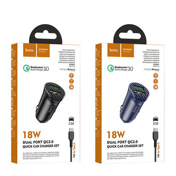 Hoco Z39 Farsighted dual port QC3.0 set(Type-C) Car charger 