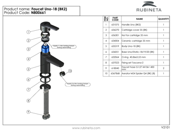 Cмеситель для раковины RUBINETA UNO-18 (BK2) N800661 