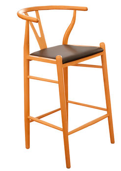 купить Деревянный стул с черным кожаным сидением, 610x540x1120 мм в Кишинёве 