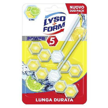 LysoForm Power 5 Limone odorizant, dezinfectant, anticalcar pentru WC, 2 bucăți 