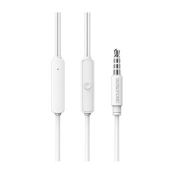 Borofone BM36 white (709707) Acura Universal earphones with mic, Speaker outer diameter 10MM, cable length 1.2m, Microphone, adapted to control Apple and Android