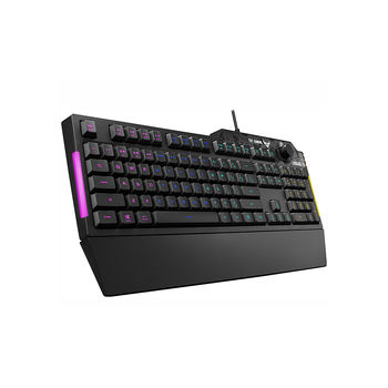 Клавиатура ASUS TUF Gaming K1 RGB keyboard with Volume knob, spill-resistance, 5-zone RGB, side light bar and Armoury Crate, gamer 90MP01X0-BKRA00 (tastatura/клавиатура) BFR