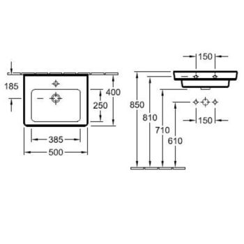 Lavoar suspendat 500 mm Villeroy & Boch Subway 2.0 