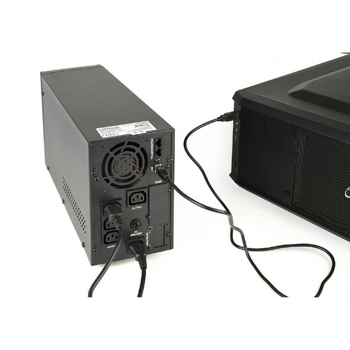 2000 VA pure sine wave UPS, LCD display, 2 x Schuko + 3 x C13 outputs, USB, black 