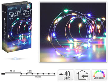 Luminite de Craciun "Fir" 40microLED multicolor, 3XAA, 2m, cronometru 