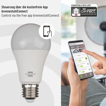 купить 9Вт E27 brennenstuhl®Connect интеллектуальная светодиодная лампа SB 800 (лампочка Wi-Fi, совместимая с Amazon Alexa и Google Assistant, встроенный таймер, бесплатное приложение) в Кишинёве 