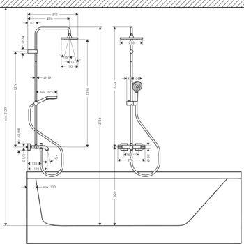 Vernis Shape Showerpipe 230 1jet с термостатом для ванны 