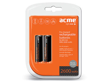 ACME Rechargable Batteries Ready to Use NiMh R06 (AA) 2600 mAh 2pcs
