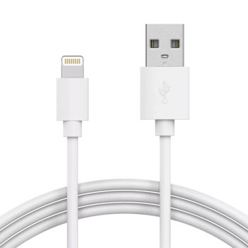 Helmet Cable USB to Lightning Basic 2.1A 1m, White 