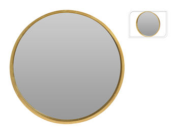 Зеркало настенное NVT Mirror, D50см, с золотой деревянной рамой 