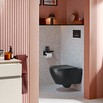 Vas WC suspendat Villeroy&Boch Subway 2.0, DirectFlush, CeramicPlus  cu capac Soft Close, ebony 