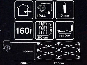 Luminite de sarbatoare "plasa" 160LED, alb, 2X1m, in/out 