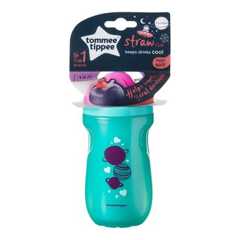 Cană cu pai izoterm Exploră Tommee Tippee (12+ luni), roz/turquoise, 260ml 