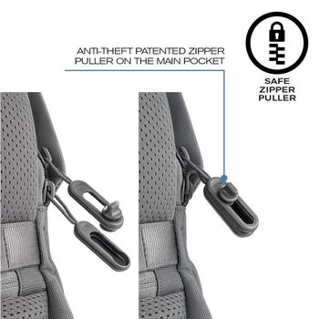 Backpack Bobby Soft, anti-theft, P705.792 for Laptop 15.6" & City Bags, Gray 