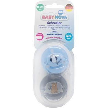 купить "Baby-Nova" Круглая соска с кольцом, от 0 месяцев, Латекс, без BPA, 2 шт. со стерилизационной коробкой (20008) в Кишинёве 