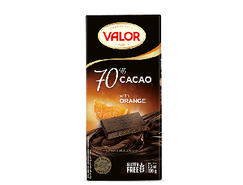 Ciocolata Valor Premium neagra 70% cu portocala. 