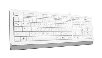 Keyboard A4Tech FK10, Multimedia Hot Keys, Laser Inscribed Keys , Splash Proof, White/Grey, USB 