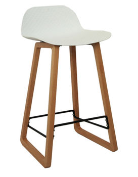 купить Белый пластиковый барный стул на деревянных ножках в Кишинёве 