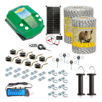 Полный комплект Электропастухa 1500 м, 4,5 Дж, с солнечной системой для диких животных 