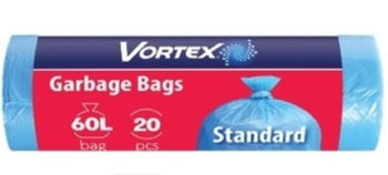 купить Vortex Пакеты для мусора 60*80, 60л, 20 шт, синие в Кишинёве 