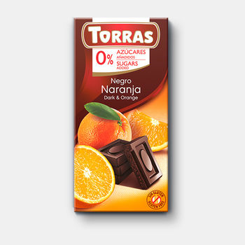 Ciocolata neagra cu portocala f/a zahar, f/a gluten Torras 75g 