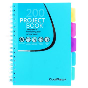Блокнот A5 Coolpack Pastel, 200 страниц, синяя спираль математика 