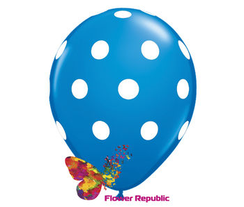 Воздушный шар Синий с рисунком Горошек - 30 см 