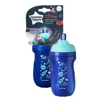 Cană cu pai izoterm Exploră Tommee Tippee (12+ luni), albastru, 260ml 