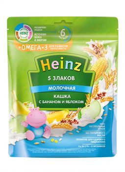 Terci Heinz Omega3 din cereale cu lapte, banane și mere (6+ luni), 200gr. 