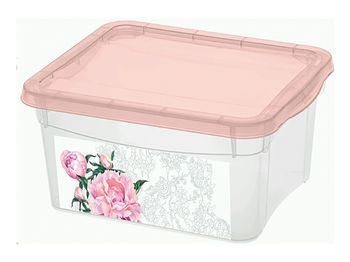 Container cu capac Econova 2l, 19X15.7X9cm, flori roz 
