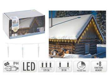 Luminite de Craciun "Turturi" 40LED alb-cald, 5.7m, 8 regimuri 