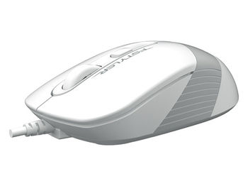 Mouse A4Tech FM10, Optical, 600-1600 dpi, 4 buttons, Ambidextrous, 4-Way Wheel, White/Grey, USB 