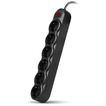 Surge Protector   6 Sockets,  5.0m,  Sven "SF-06L", BLACK, Retail color box, flame-retardant 