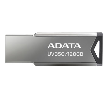 128GB USB3.1 Flash Drive ADATA "UV350", Silver, Metal Case, Slim Capless, Keychain (R/W:60/30MB/s) 