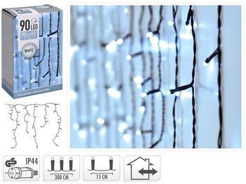 Огни новогодние "Сосульки" 90LED белый, 2.85mX0.5m 