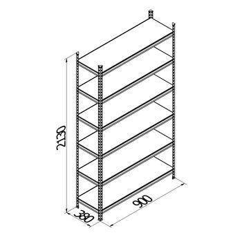 купить Стеллаж металлический с металлической плитой Gama Box 900Wx380Dx2130H мм, 6 полок/MB в Кишинёве 