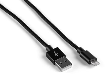 Helmet Cable USB to Lightning Nylon 2m, Black 