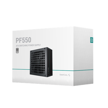 Power Supply ATX 550W Deepcool PF550, 80+, Active PFC,  Black Flat Cables, 120 mm silent fan 