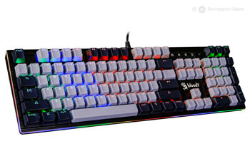 Gaming Keyboard Bloody B828N, Mechanical, Optical Blue Sw, Spill Resistant, Backlit, Grey/Black 