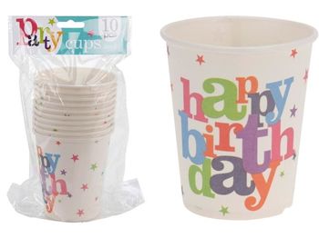 Набор бумажных стаканов "Happy Birthday!" 10шт, 250ml 