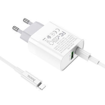 Зарядное устройство Hoco C80A 20W Rapido + Cablu Type-C to Lightning (PD + QC3.0) 