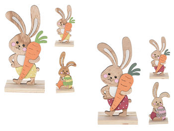Сувенир пасхальный деревянный "Кролик с морковью" 15cm 