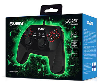Gamepad SVEN GC-250, 4 axes, D-Pad, 2 mini joysticks, 11 buttons, USB 