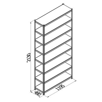 купить Стеллаж металлический Moduline 1195x480x2130 мм, 8 полок/0164PE антрацит в Кишинёве 