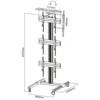 Mobile Stand for Displays  Reflecta Video Wall TV Stand 55T; 45-55"; max. VESA 600x400; max 3x 50kg 