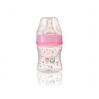 Антиколиковая бутылка розовая с широким горлышком BabyOno 120 ml 