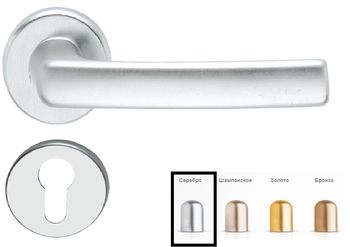 Дверная ручка на розетке USA-F1 серебро + накладка под цилиндр 