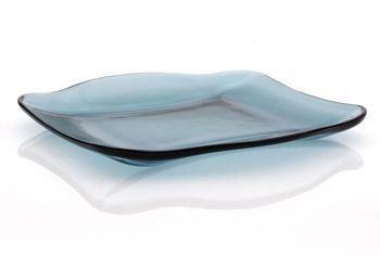 Тарелка десертная 17.5Х18.5cm Nettuno, голубая, стекло закал 