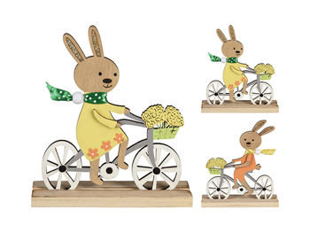Сувенир пасхальный деревянный "Кролик на велосипеде" 12Х13.5 